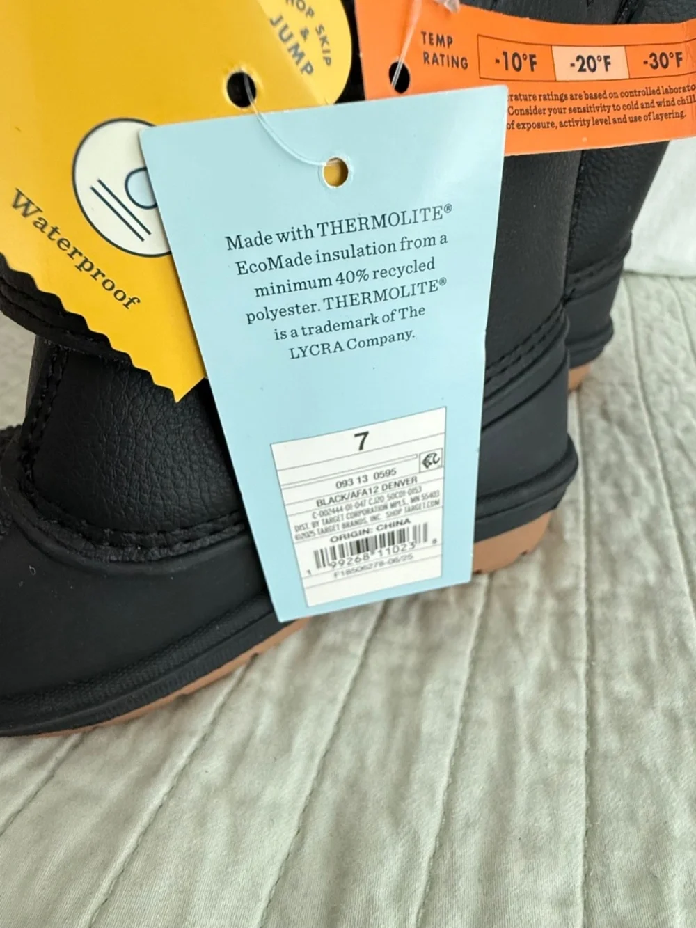 NWT Cat & Jack Denver Winter Snow Boots Black Toddler Size 7